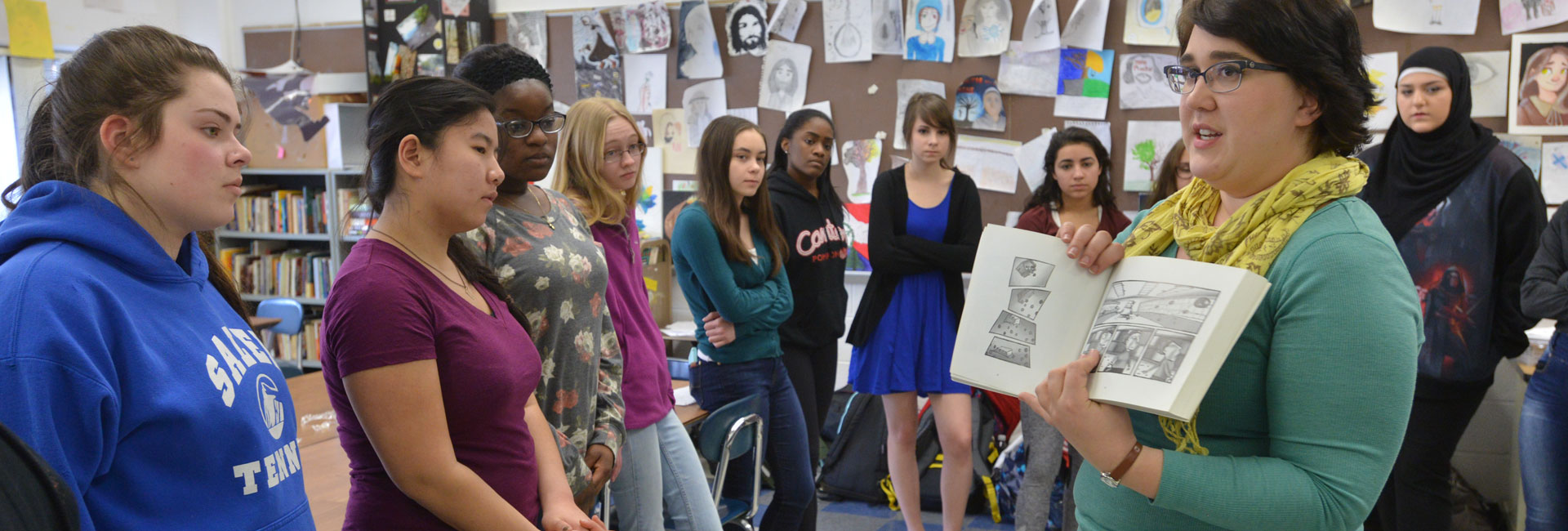 A Nufonia Must Fall workshop with Plymouth-Canton high school students.