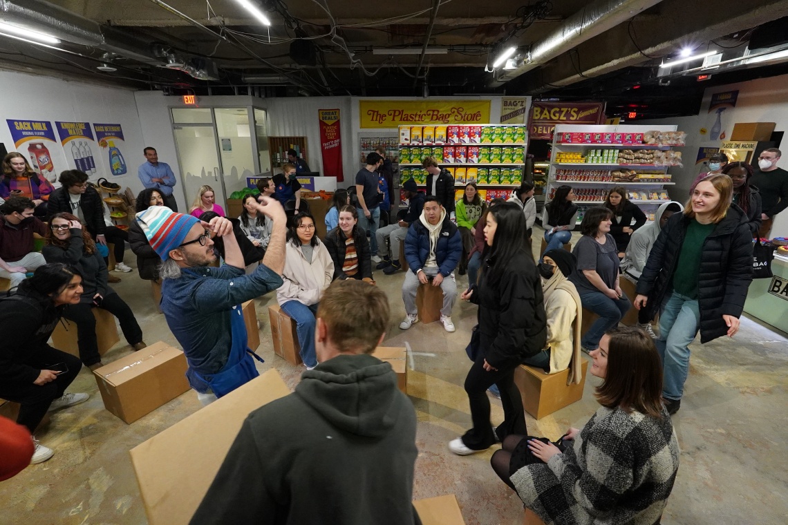 Michigan students attending The Plastic Bag Store